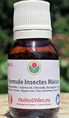 La Formule Insectes Maison: Un mélange répulsif d'huiles essentielles anti insectes, insecticides et insectifuges, pour lutter contre insectes rampants (anti fourmis, blattes, cafards, punaises, cloportes), insectes volants (anti mouches, moustiques, guêpes, frelons, mites), acariens, araignées, termites et autres insectes.