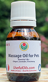 The Massage Oil for Pets: to make a massage oil with essential oils to treat against muscle pain,  arthritis and rheumatism for dogs, cats and other pets.